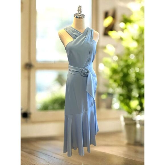 Sachin & Babi $495 Naomi Midi Dress NWT Size 4 Blue Halter Asymmetrical - Picture 5 of 10